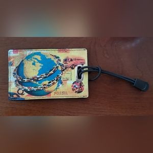 ***SOLD***Vintage Fossil Brand Genuine Leather Luggage Tag